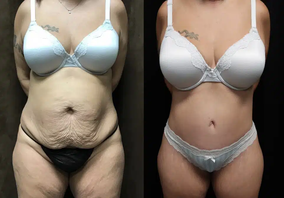 Tummy Tuck before and after, case 253151: before on the left, after on the right